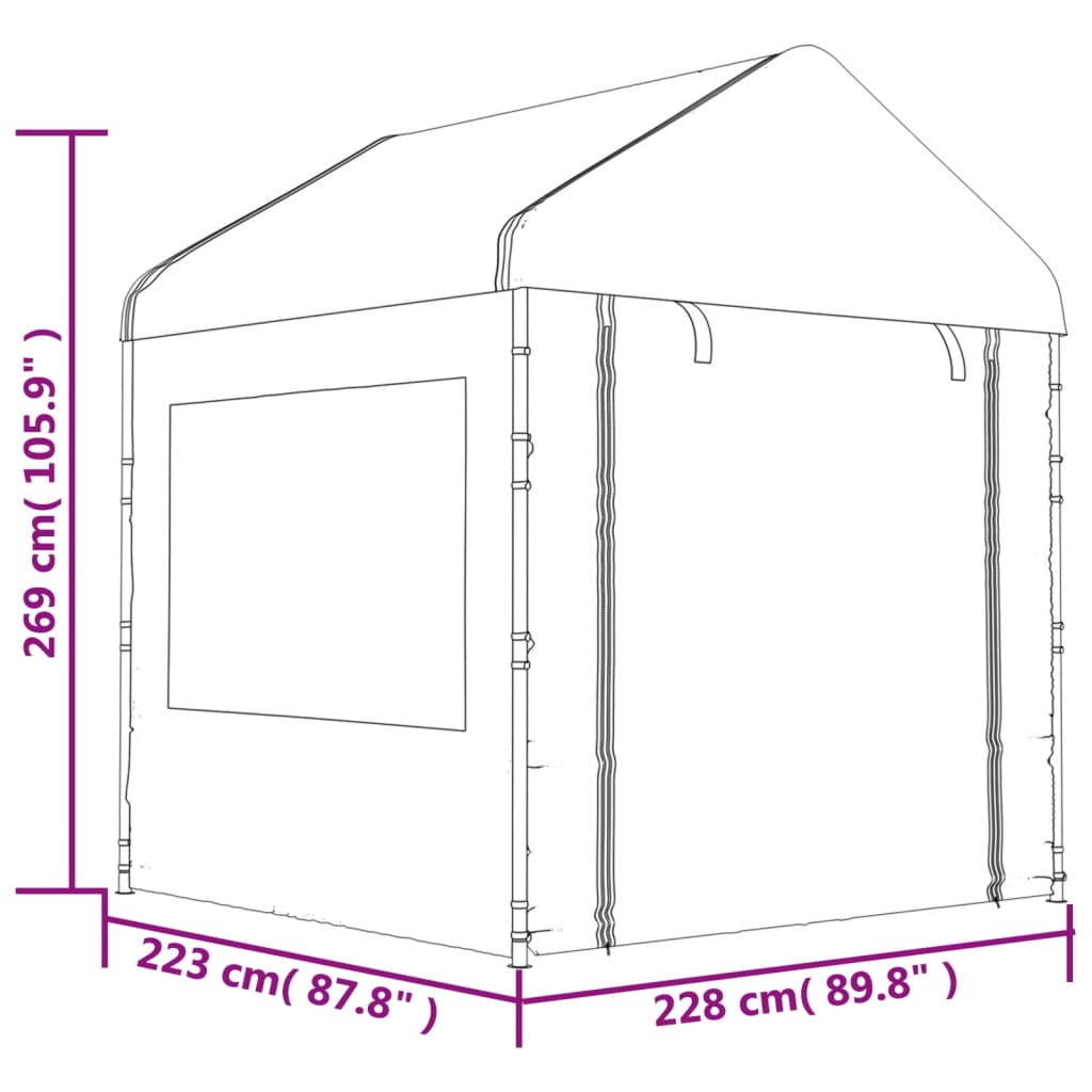 Gazebo con Tetto Bianco 15,61x2,28x2,69 m in Polietilene