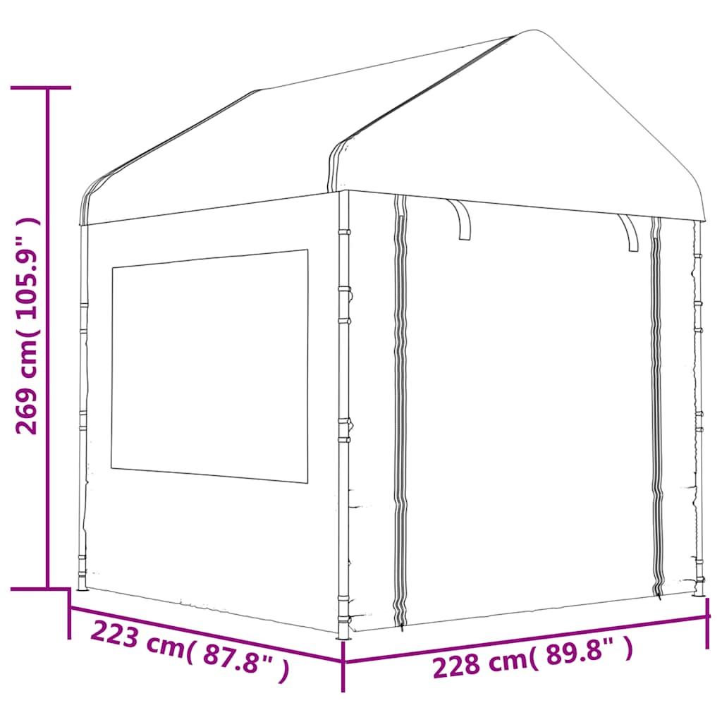 Gazebo con Tetto Bianco 20,07x2,28x2,69 m in Polietilene