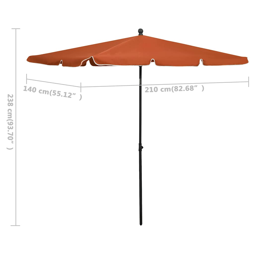 Ombrellone da Giardino con Palo 210x140 cm Terracotta
