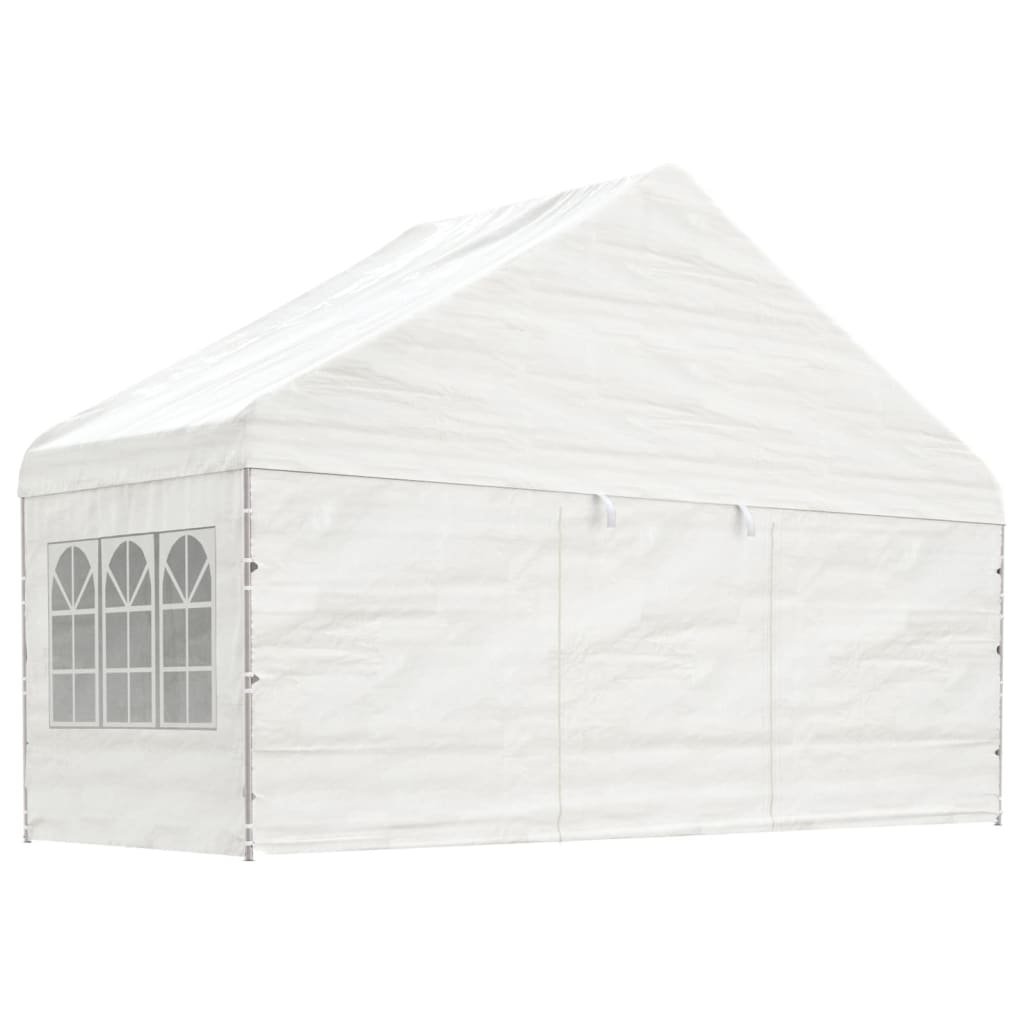 Gazebo con Tetto Bianco 13,38x5,88x3,75 m in Polietilene