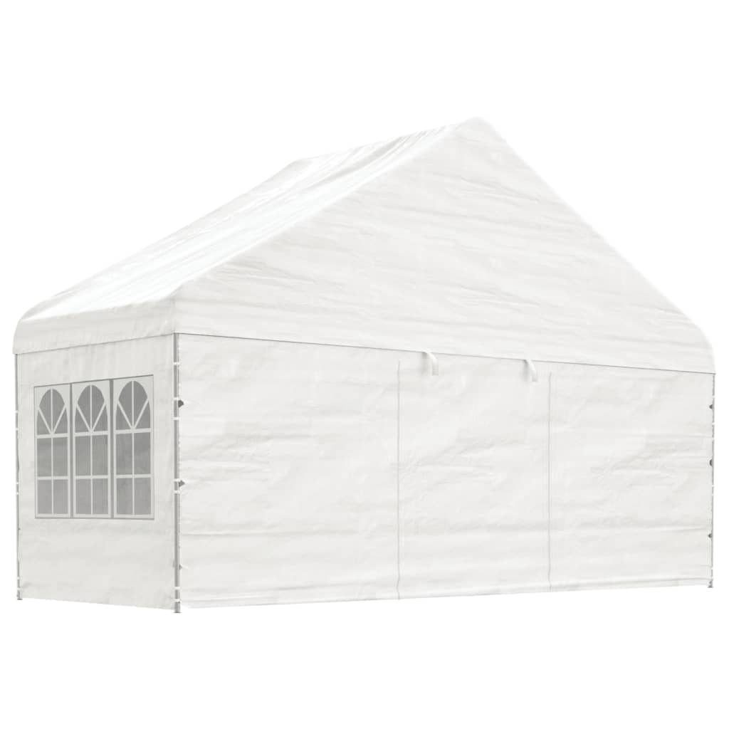 Gazebo con Tetto Bianco 20,07x5,88x3,75 m in Polietilene