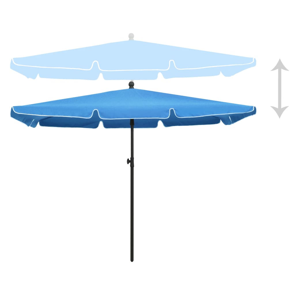 Ombrellone da Giardino con Palo 210x140 cm Azzurro