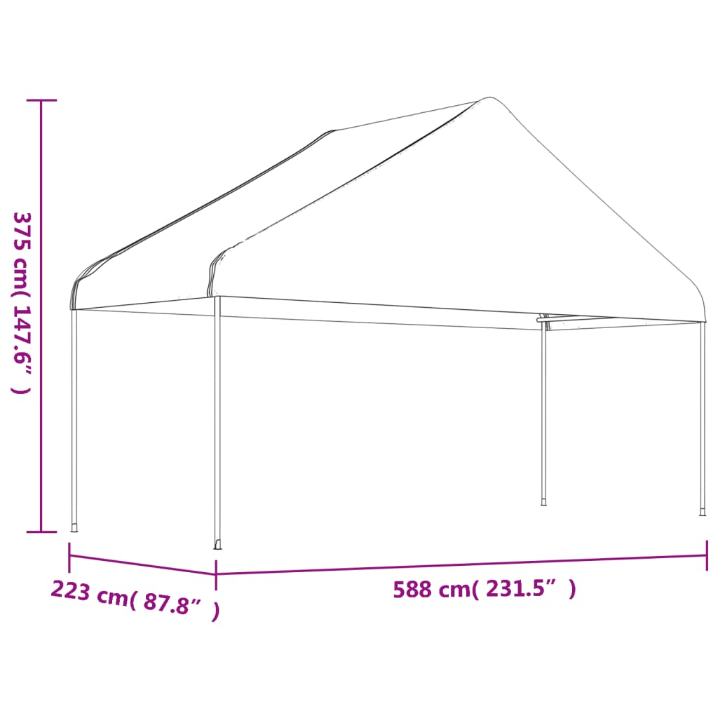Gazebo con Tetto Bianco 15,61x5,88x3,75 m in Polietilene