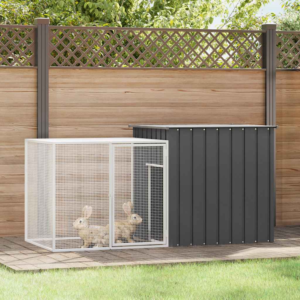 Gabbia per Conigli Antracite 200x91x100 cm Acciaio Zincato