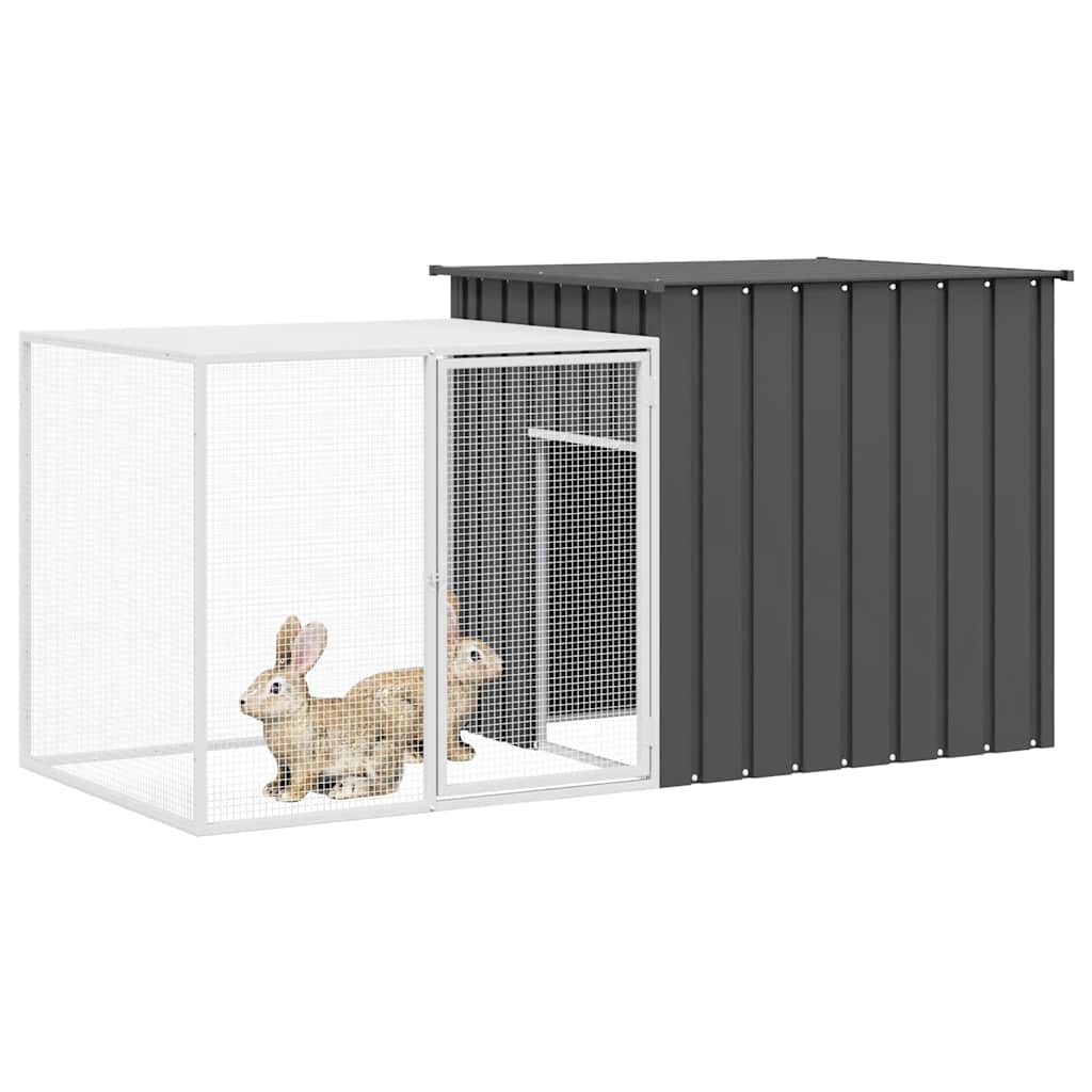Gabbia per Conigli Antracite 200x91x100 cm Acciaio Zincato
