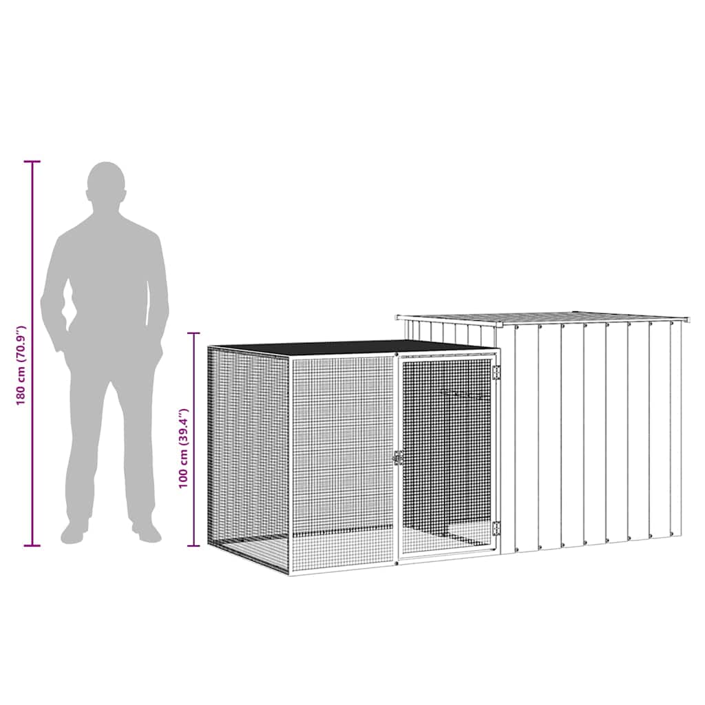 Gabbia per Conigli Antracite 200x91x100 cm Acciaio Zincato