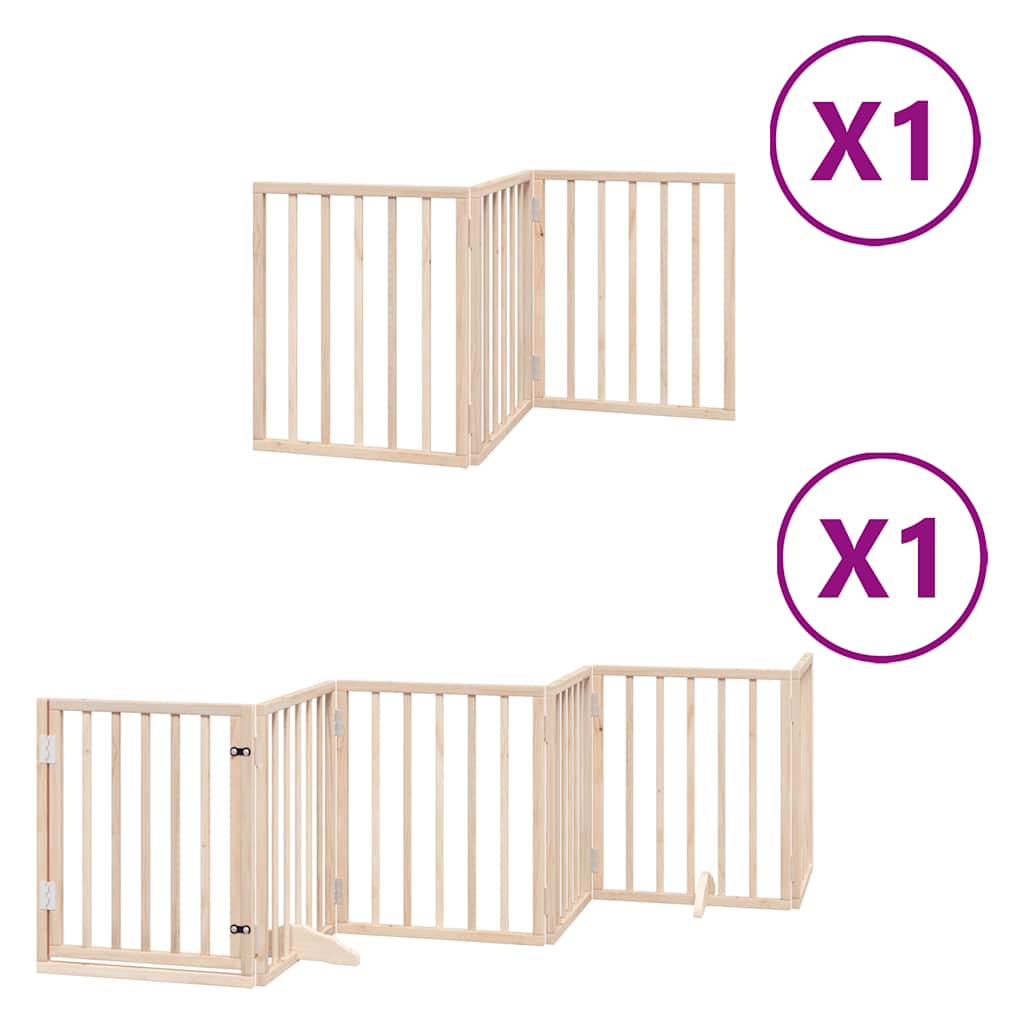 Cancello per Cani con Porta Pieghevole 9 Pannelli 450 cm Pioppo