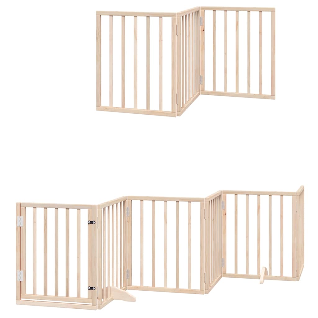 Cancello per Cani con Porta Pieghevole 9 Pannelli 450 cm Pioppo
