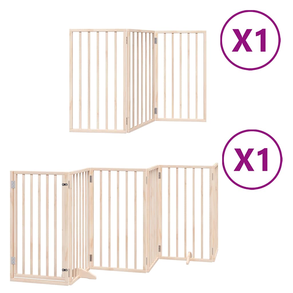 Cancello per Cani con Porta Pieghevole 9 Pannelli 450 cm Pioppo