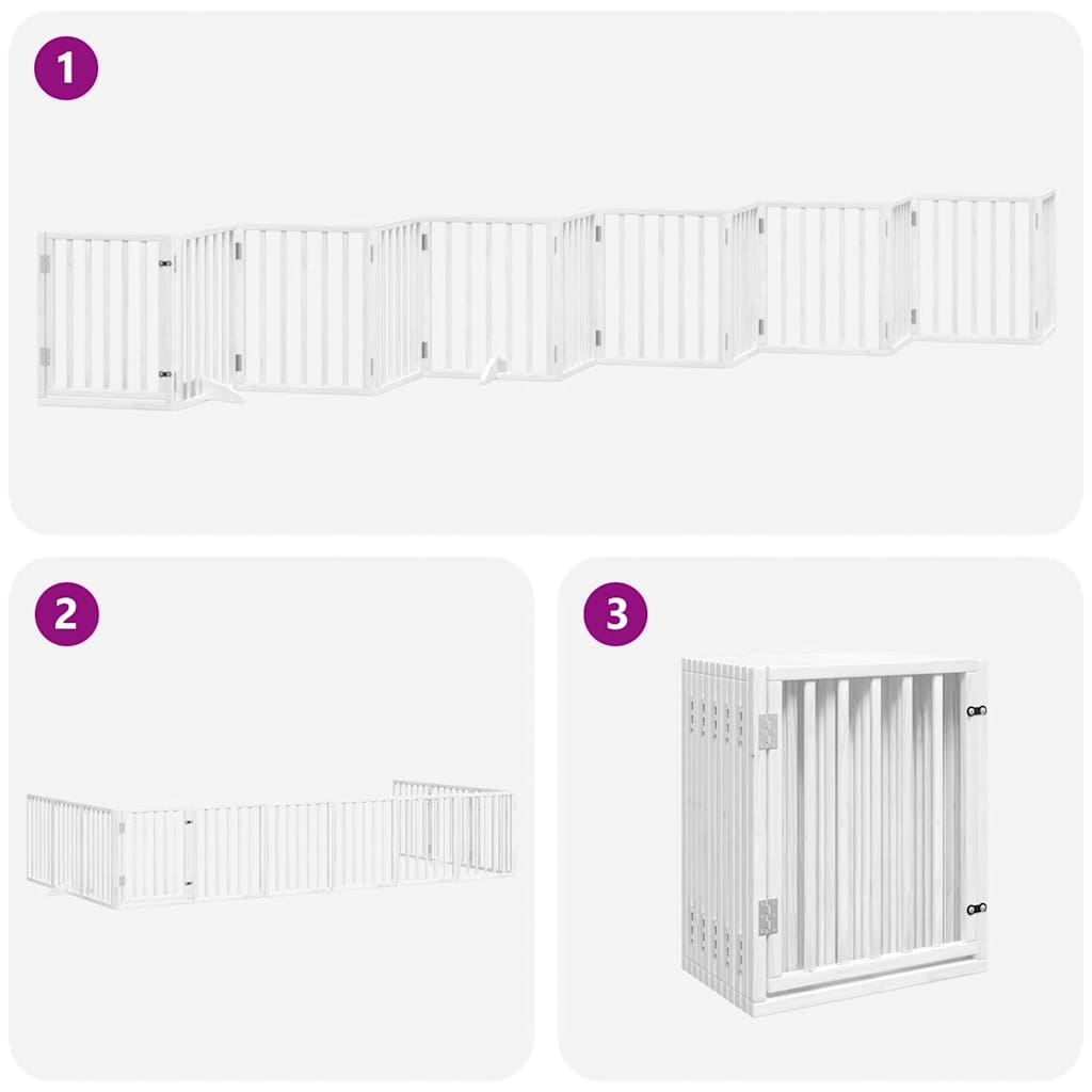 Cancello Cani Porta Pieghevole Bianco 12 Pannelli 600 cm Pioppo