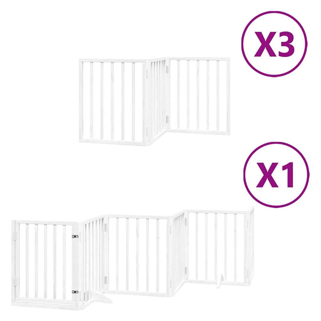 Cancello Cani Porta Pieghevole Bianco 15 Pannelli 750 cm Pioppo