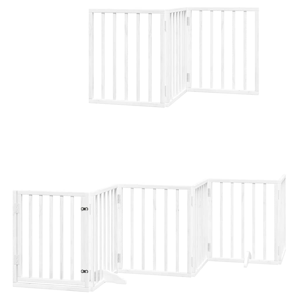 Cancello Cani Porta Pieghevole Bianco 15 Pannelli 750 cm Pioppo