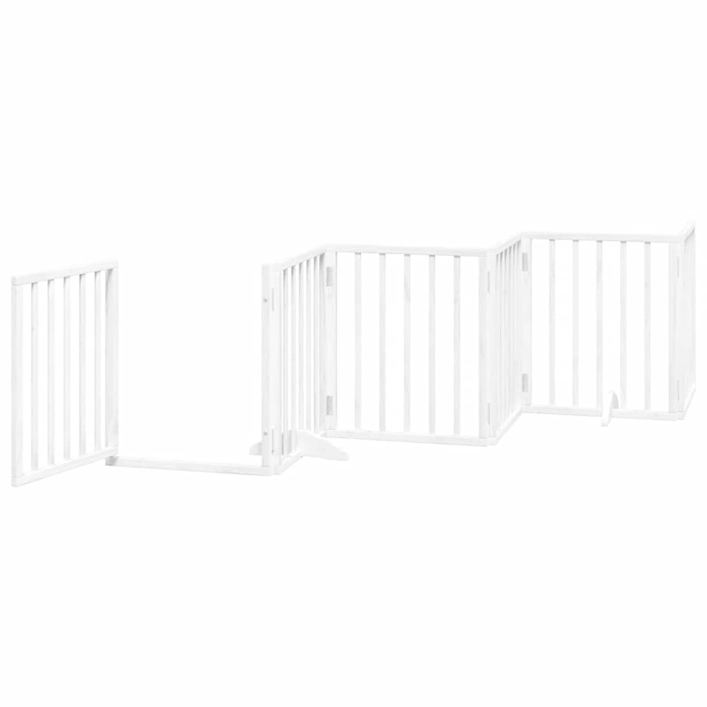 Cancello Cani Porta Pieghevole Bianco 15 Pannelli 750 cm Pioppo
