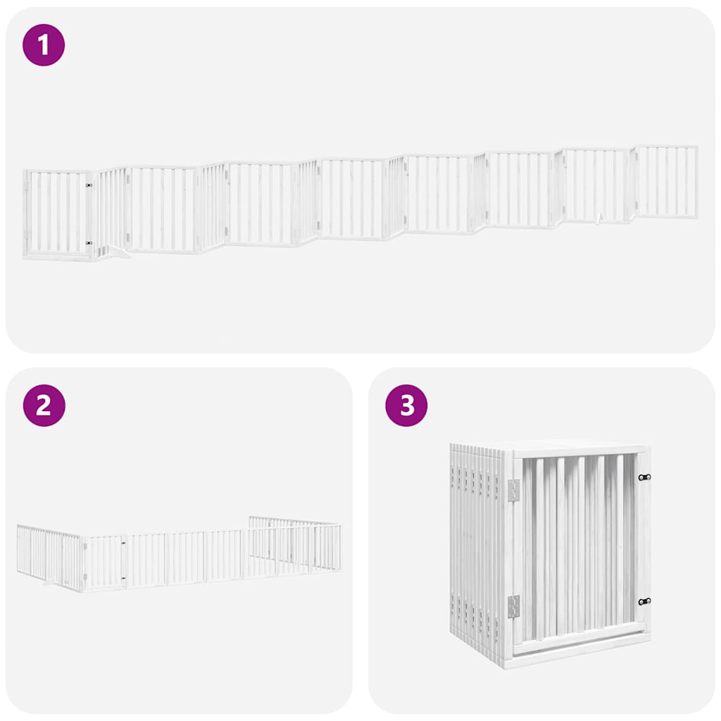 Cancello Cani Porta Pieghevole Bianco 15 Pannelli 750 cm Pioppo