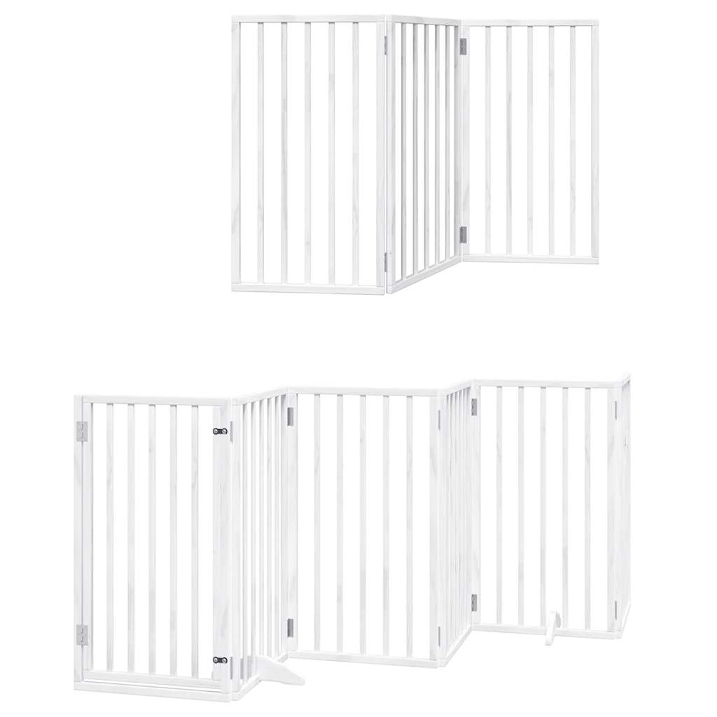 Cancello Cani Porta Pieghevole Bianco 9 Pannelli 450 cm Pioppo