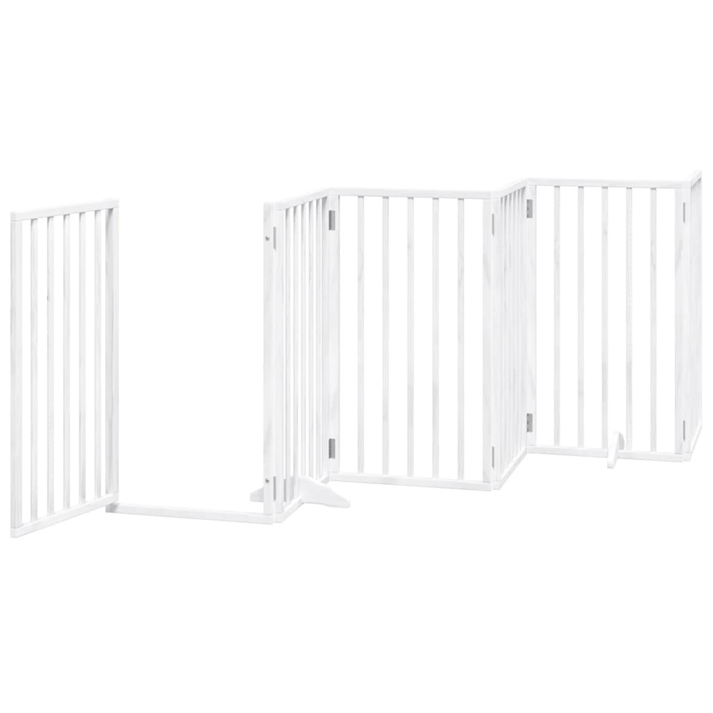 Cancello Cani Porta Pieghevole Bianco 9 Pannelli 450 cm Pioppo