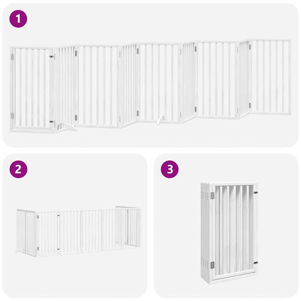 Cancello Cani Porta Pieghevole Bianco 9 Pannelli 450 cm Pioppo