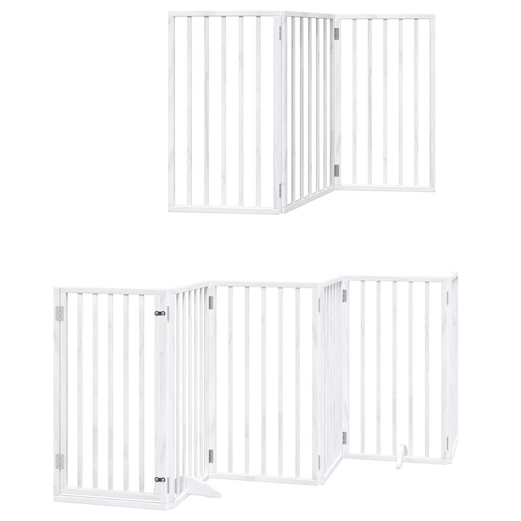 Cancello Cani Porta Pieghevole Bianco 12 Pannelli 600 cm Pioppo