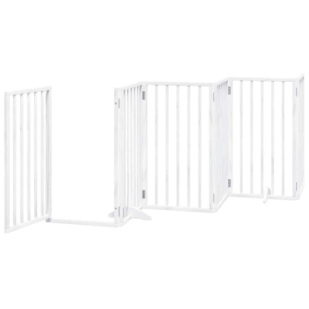 Cancello Cani Porta Pieghevole Bianco 12 Pannelli 600 cm Pioppo