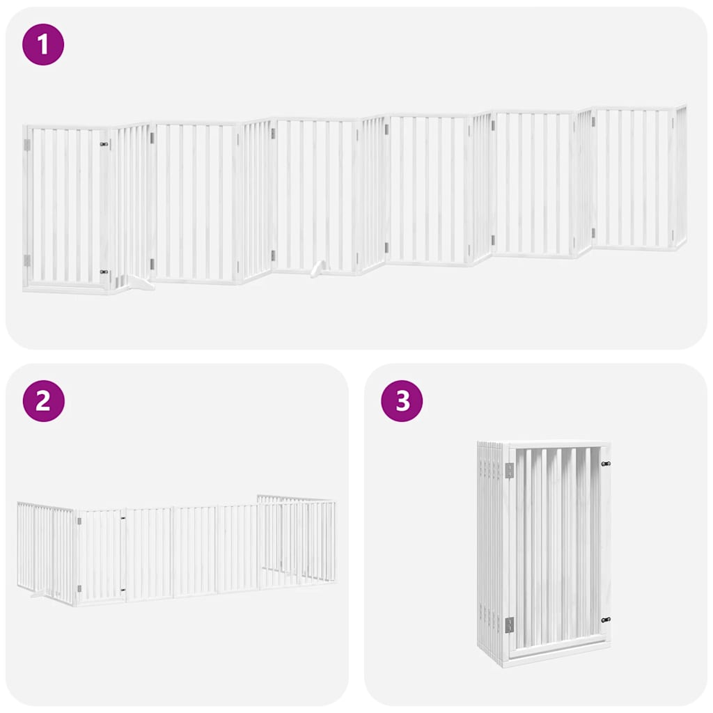 Cancello Cani Porta Pieghevole Bianco 12 Pannelli 600 cm Pioppo