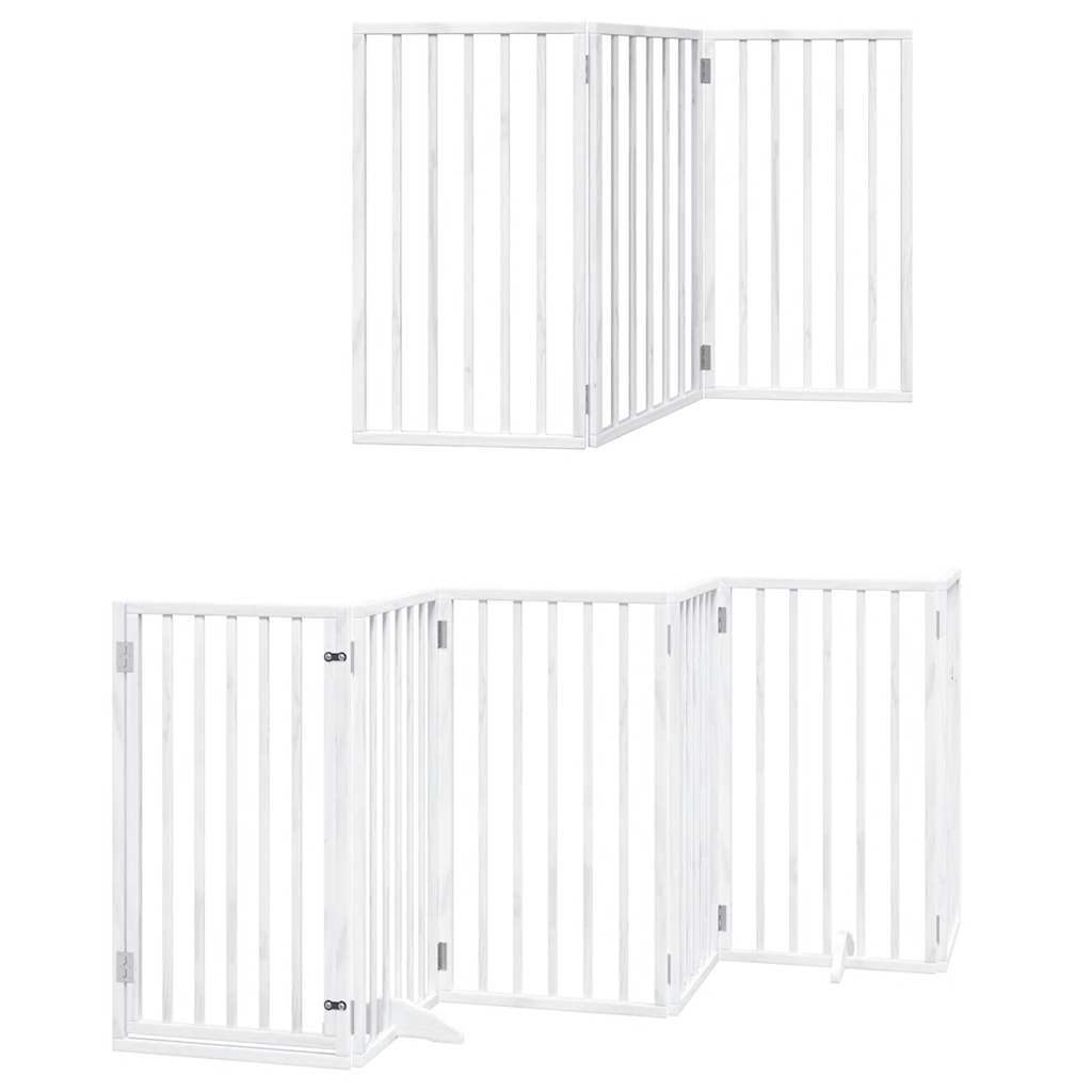 Cancello Cani Porta Pieghevole Bianco 15 Pannelli 750 cm Pioppo