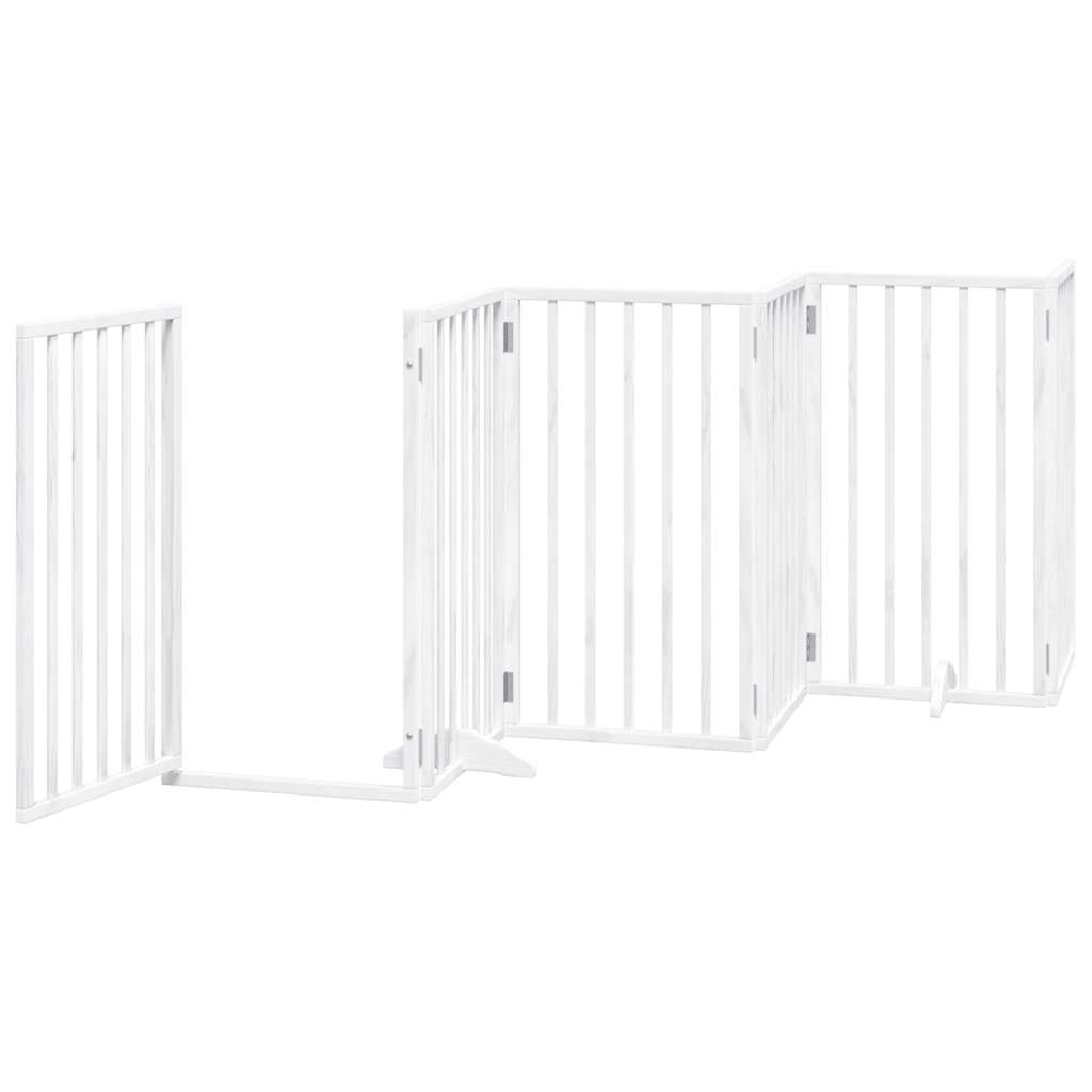 Cancello Cani Porta Pieghevole Bianco 15 Pannelli 750 cm Pioppo