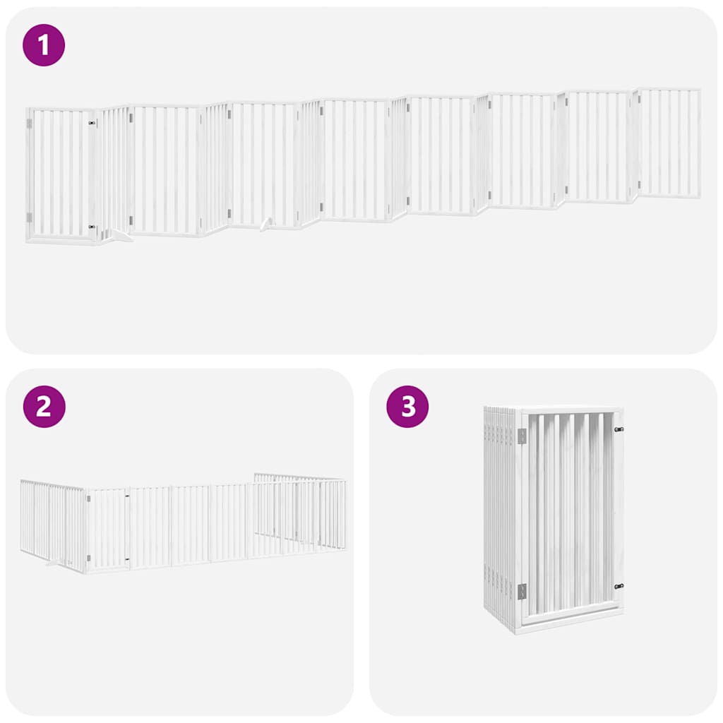 Cancello Cani Porta Pieghevole Bianco 15 Pannelli 750 cm Pioppo