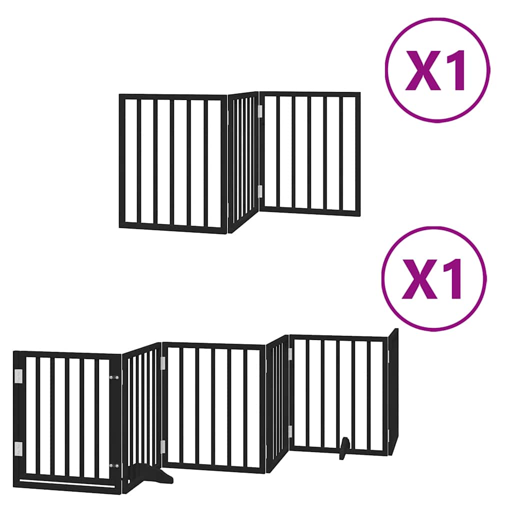 Cancello per Cani Porta Pieghevole Nero 9 Pannelli 450cm Pioppo