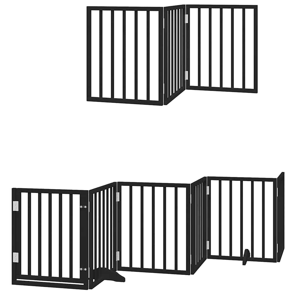 Cancello Cani Porta Pieghevole Nero 15 Pannelli 750 cm Pioppo