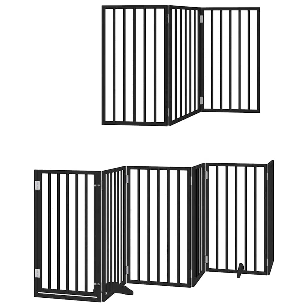 Cancello Cani Porta Pieghevole Nero 15 Pannelli 750 cm Pioppo
