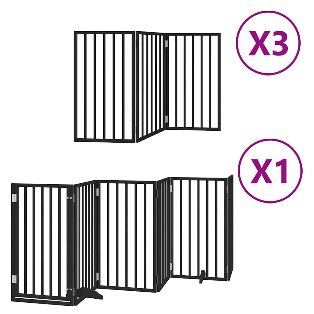 Cancello Cani Porta Pieghevole Nero 15 Pannelli 750 cm Pioppo