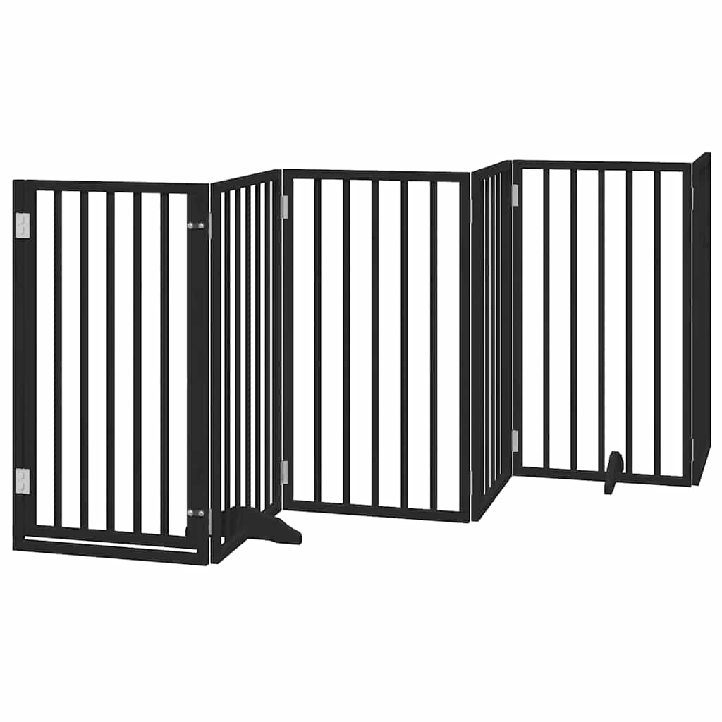 Cancello Cani Porta Pieghevole Nero 15 Pannelli 750 cm Pioppo
