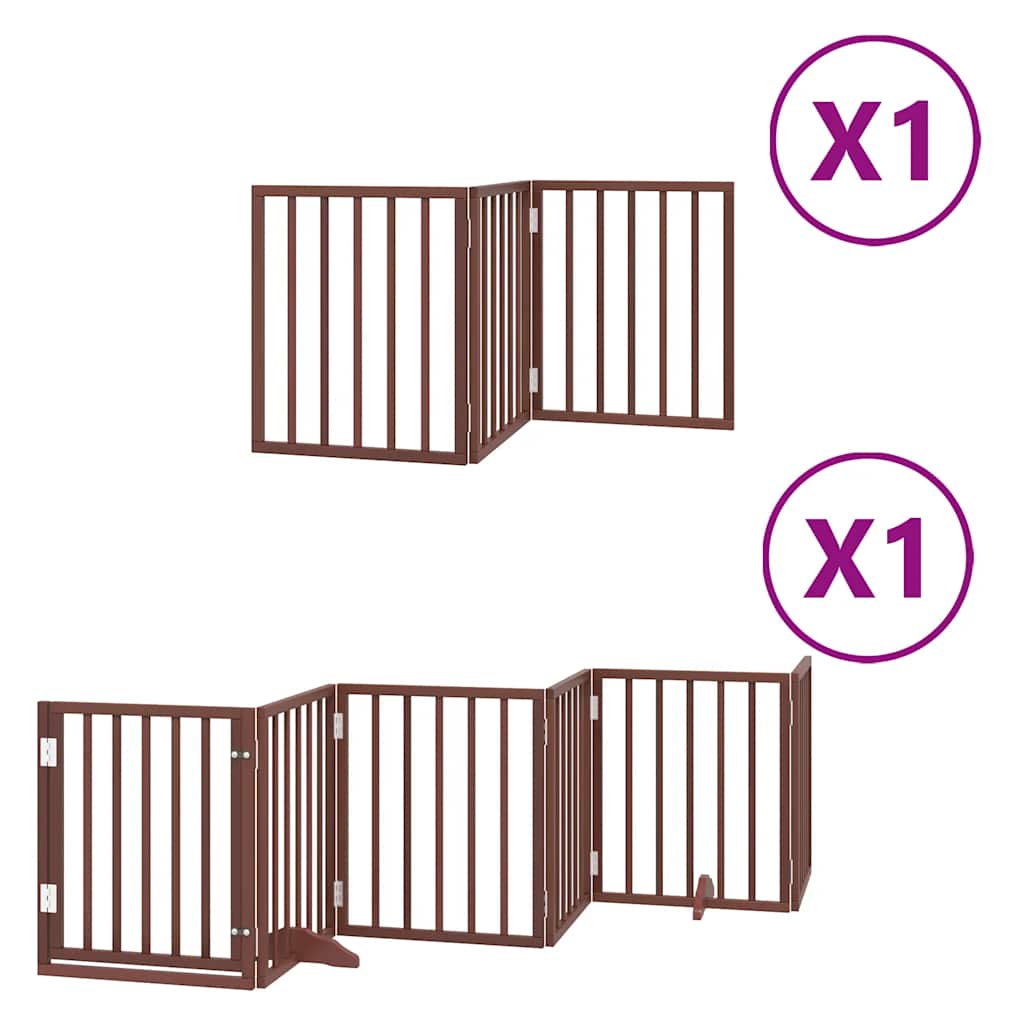 Cancello Cani Porta Pieghevole Marrone 9 Pannelli 450cm Pioppo