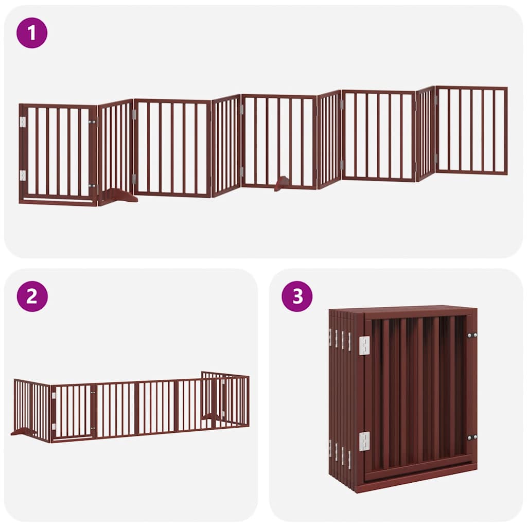 Cancello Cani Porta Pieghevole Marrone 9 Pannelli 450cm Pioppo