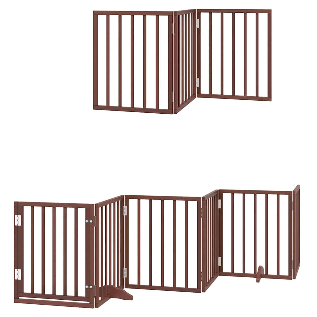 Cancello Cani Porta Pieghevole Marrone 12 Pannelli 600cm Pioppo