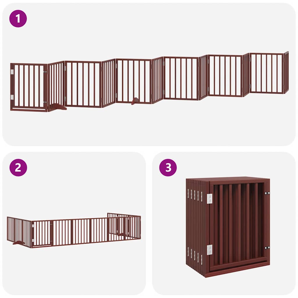 Cancello Cani Porta Pieghevole Marrone 12 Pannelli 600cm Pioppo