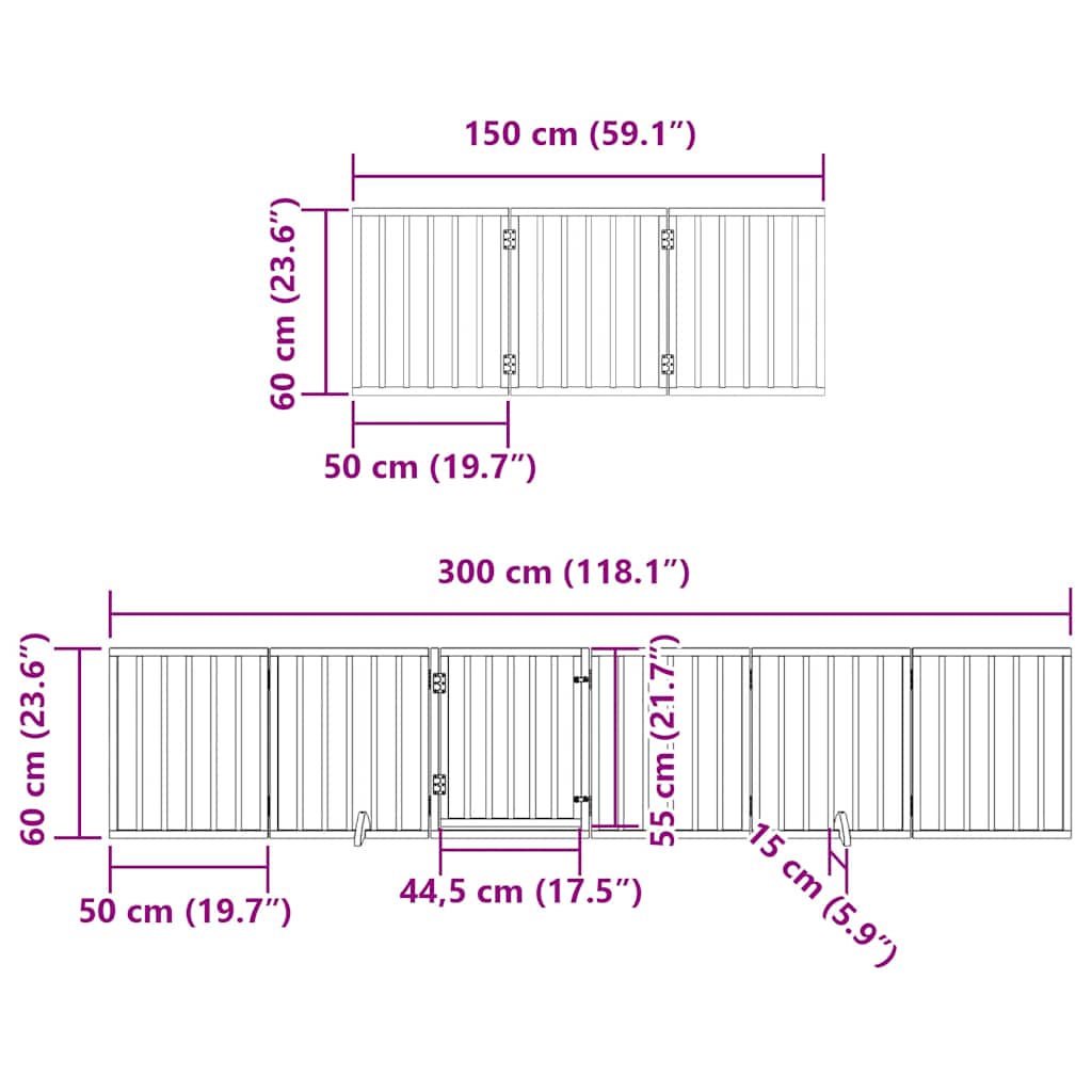 Cancello Cani Porta Pieghevole Marrone 15 Pannelli 750cm Pioppo
