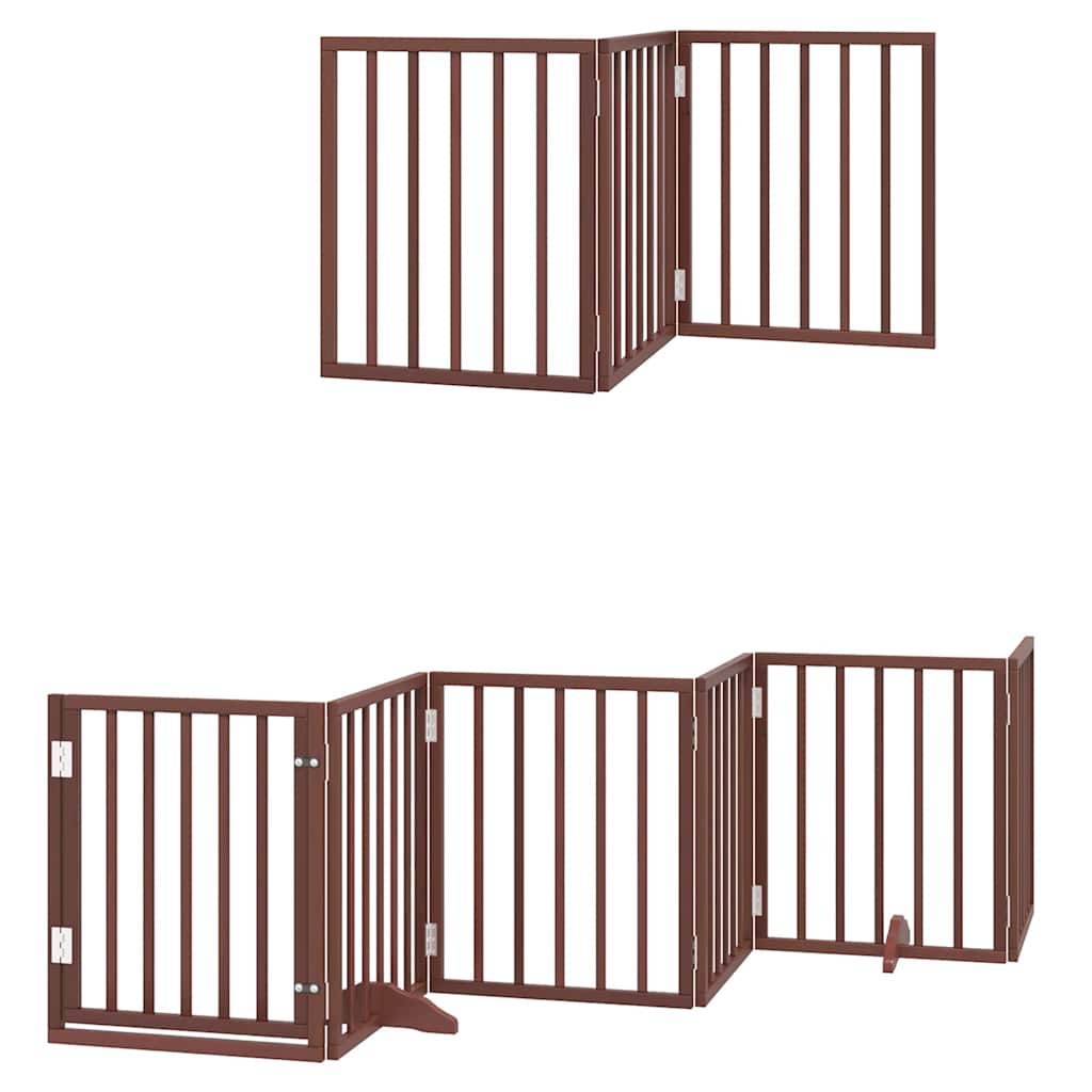Cancello Cani Porta Pieghevole Marrone 15 Pannelli 750cm Pioppo