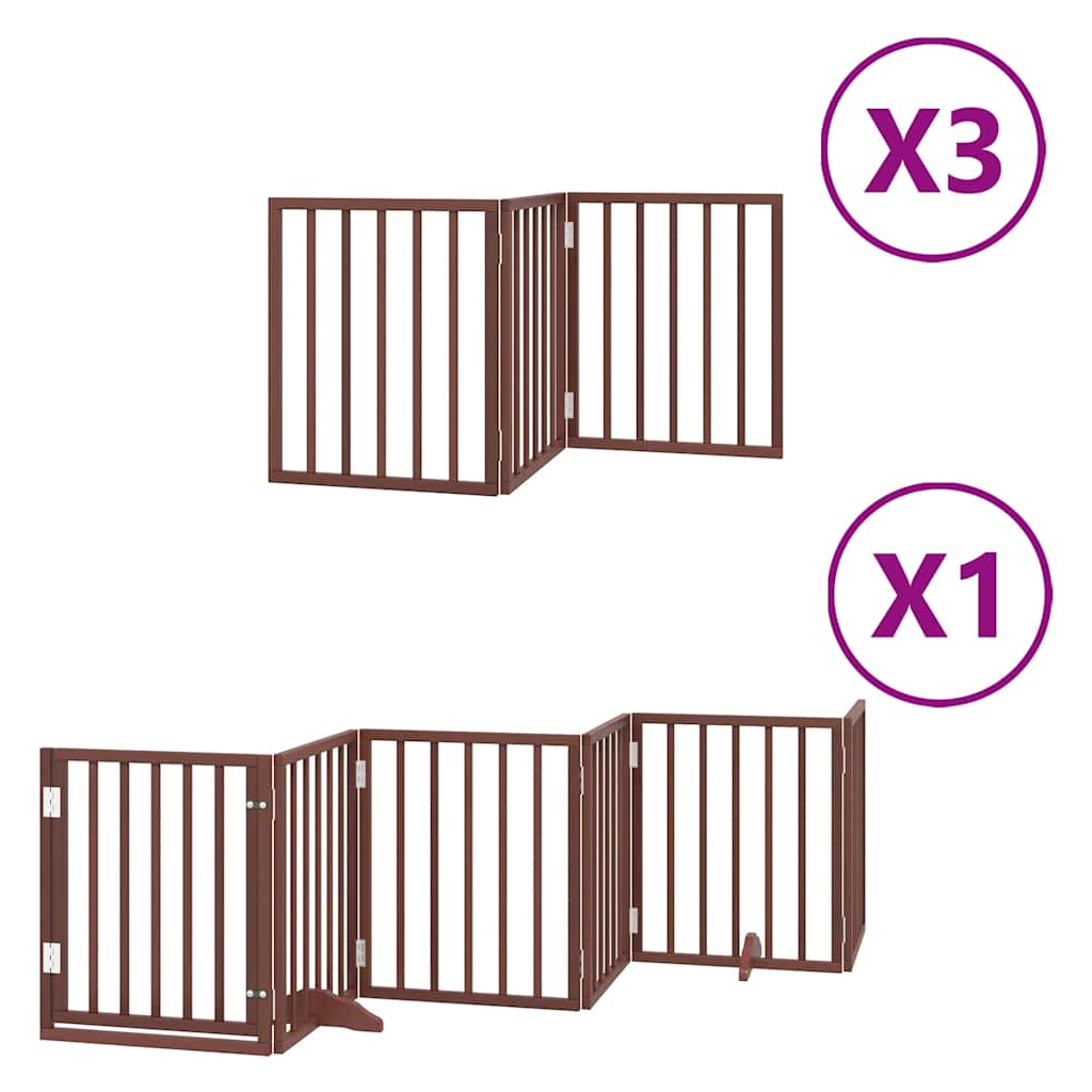 Cancello Cani Porta Pieghevole Marrone 15 Pannelli 750cm Pioppo