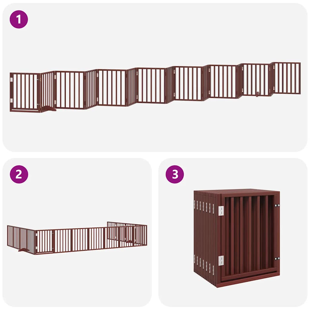 Cancello Cani Porta Pieghevole Marrone 15 Pannelli 750cm Pioppo