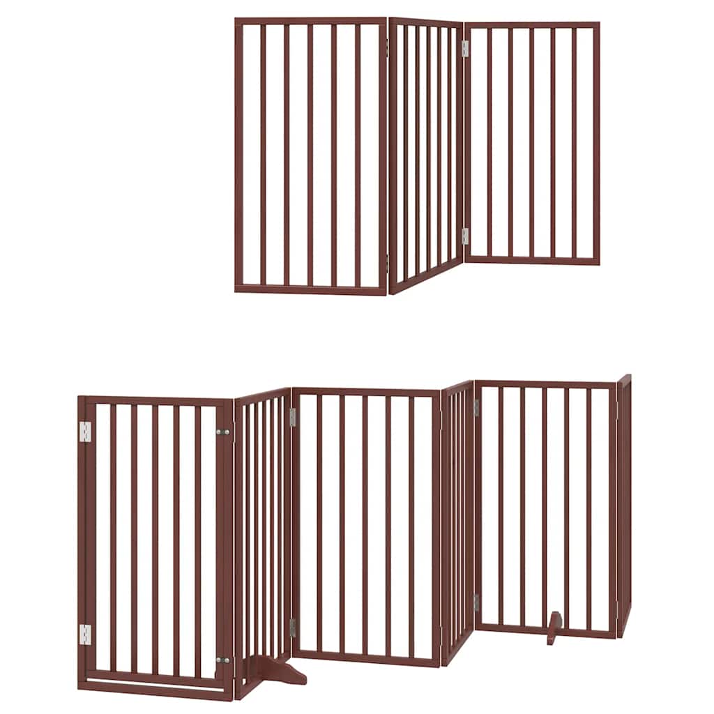 Cancello Cani Porta Pieghevole Marrone 9 Pannelli 450cm Pioppo