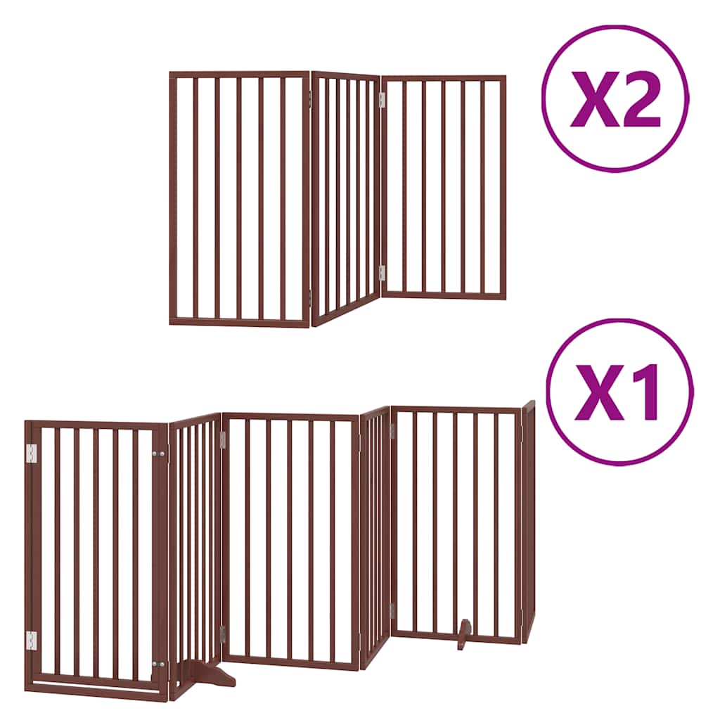 Cancello Cani Porta Pieghevole Marrone 12 Pannelli 600cm Pioppo