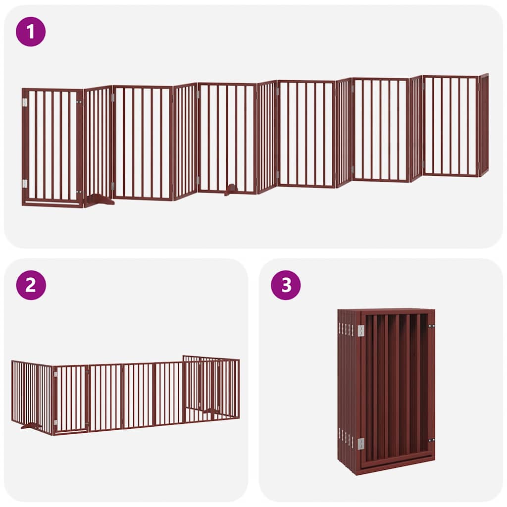 Cancello Cani Porta Pieghevole Marrone 12 Pannelli 600cm Pioppo