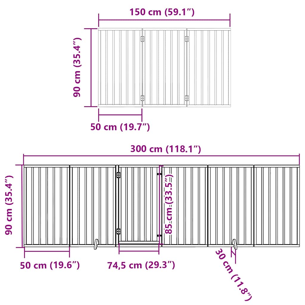 Cancello Cani Porta Pieghevole Marrone 15 Pannelli 750cm Pioppo