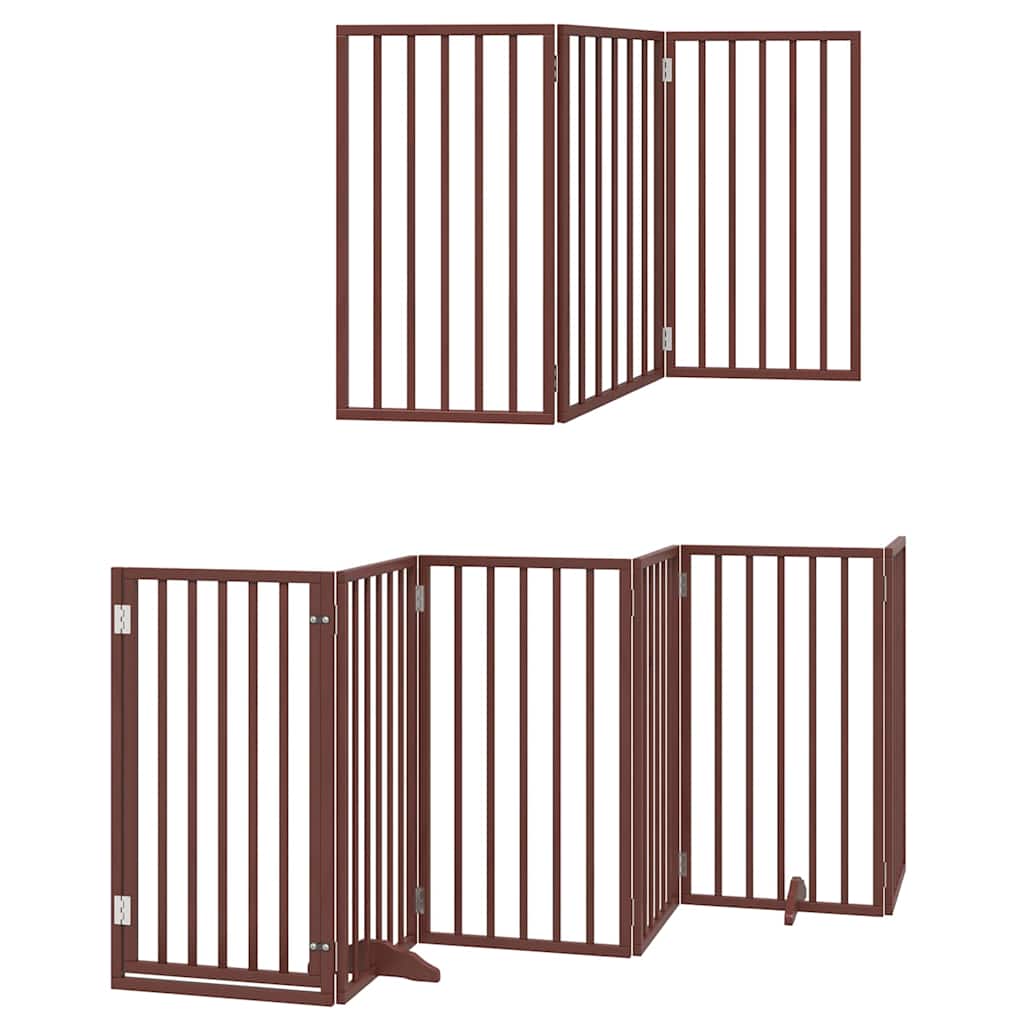 Cancello Cani Porta Pieghevole Marrone 15 Pannelli 750cm Pioppo