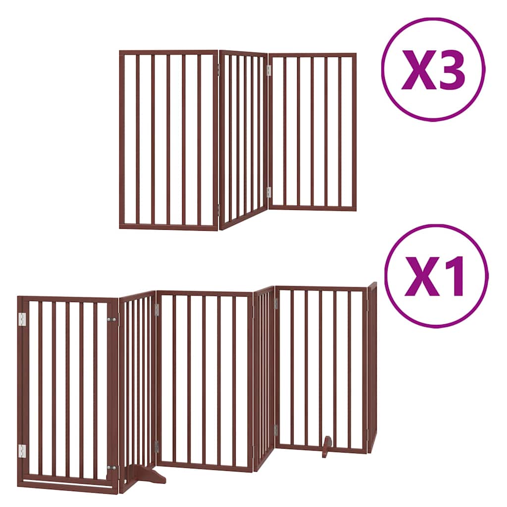 Cancello Cani Porta Pieghevole Marrone 15 Pannelli 750cm Pioppo