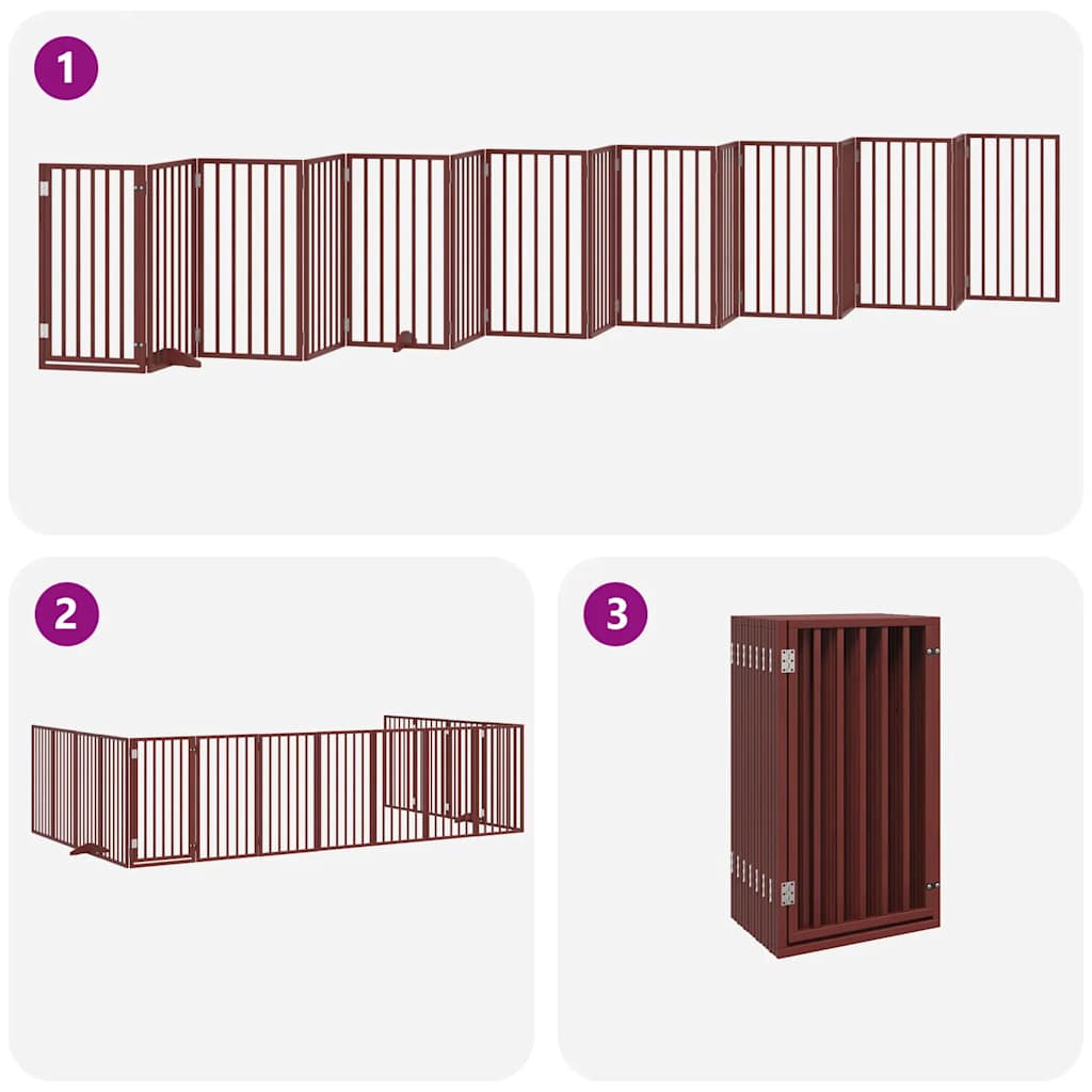 Cancello Cani Porta Pieghevole Marrone 15 Pannelli 750cm Pioppo