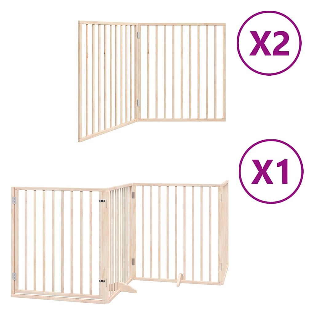 Cancello per Cani Porta Pieghevole 8 Pannelli 640 cm in Pioppo