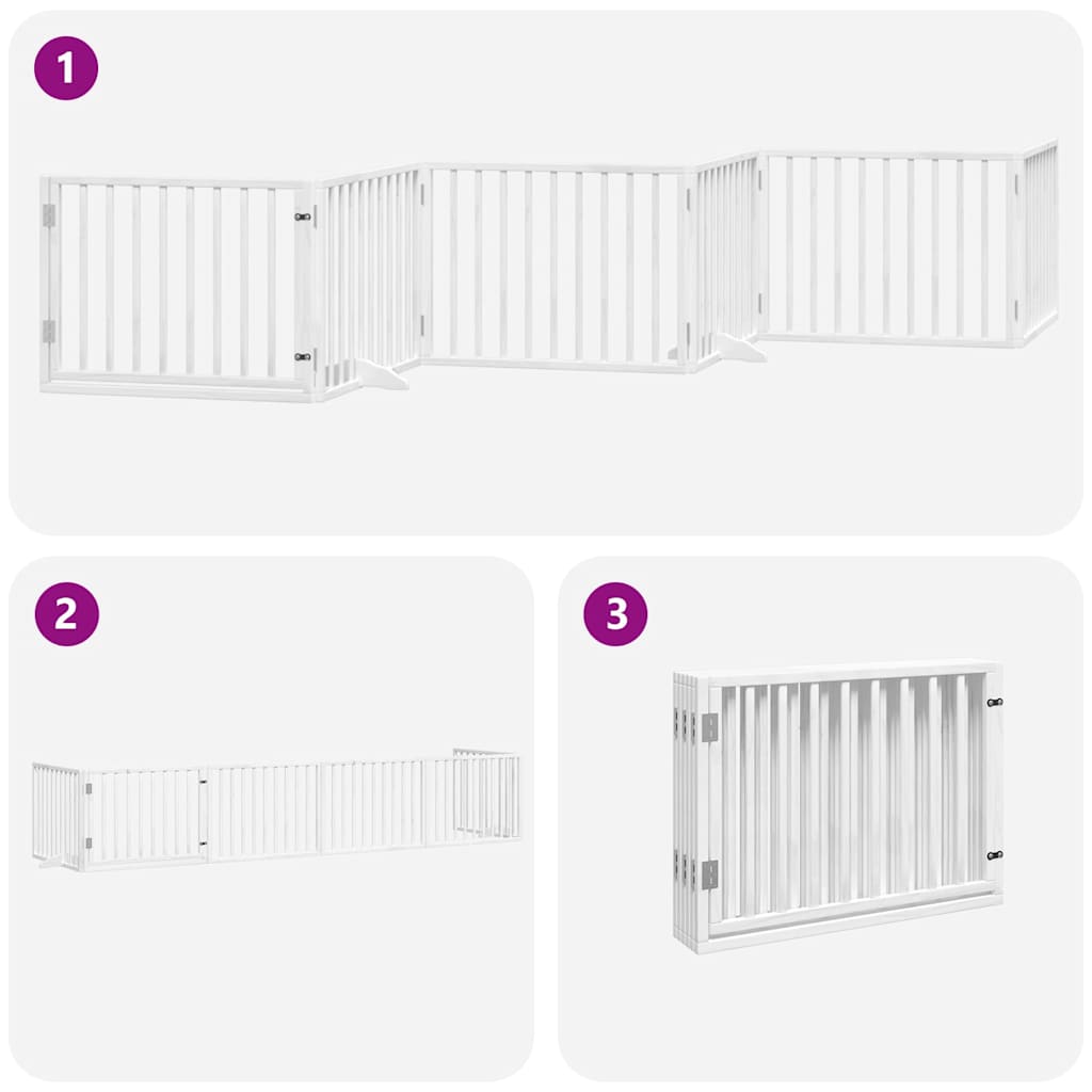 Cancello Cani Porta Pieghevole Bianco 6 Pannelli 480 cm Pioppo