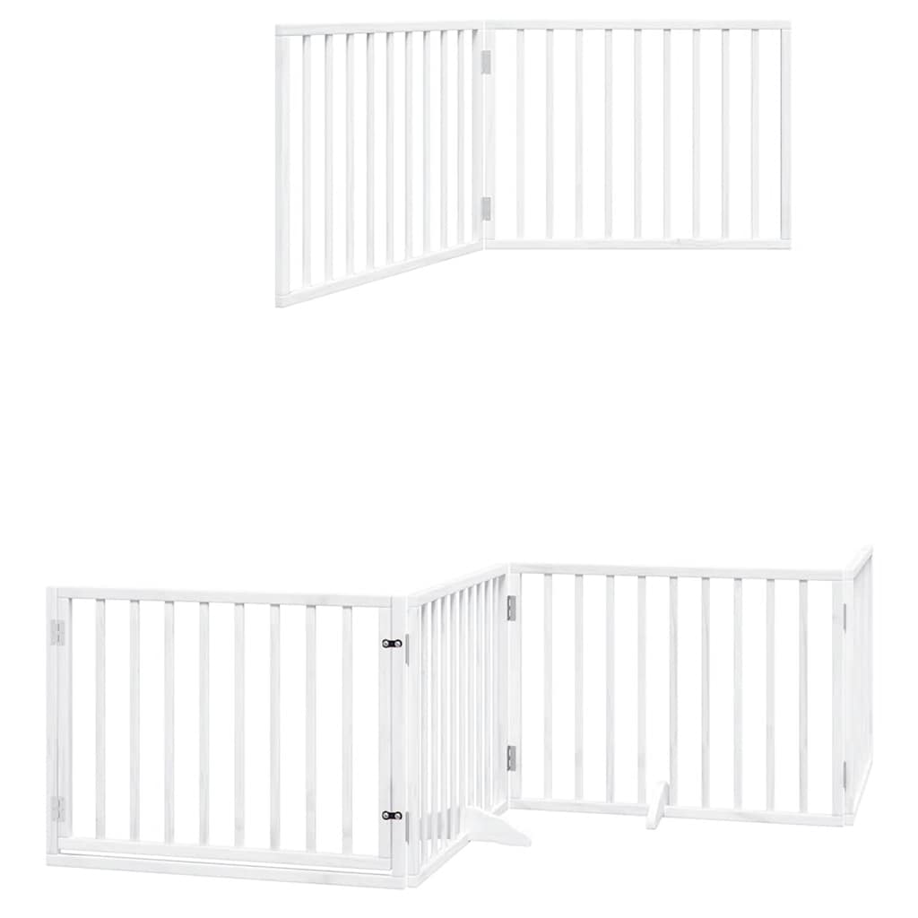 Cancello Cani Porta Pieghevole Bianco 12 Pannelli 640 cm Pioppo